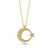 Ay Yıldız Altın Kaplama Kolye KLY43