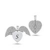 Kalp Beyaz Altın Kaplama Gümüş Kolye Ucu YT14