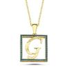 G Harfli Yeşil Taşlı 14 Ayar Altın Kaplama Kolye HR7
