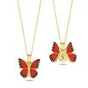 Kırmızı Kelebek Açılır Kapanır Altın Kaplama  Kolye AK9