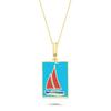 Renkli Mineli Yelkenli Altın Kaplama Kolye RZ88