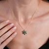 Yeşil Taşlı Lotus Altın Kaplama Kolye  KLY21