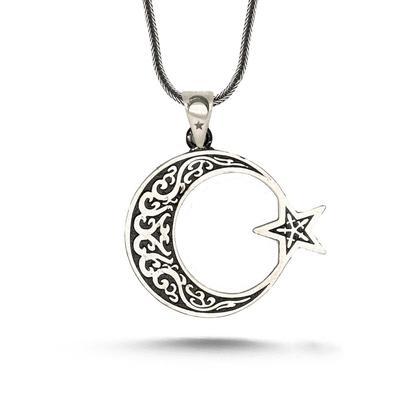 925 Ayar Gümüş Ay Yıldız Kolye