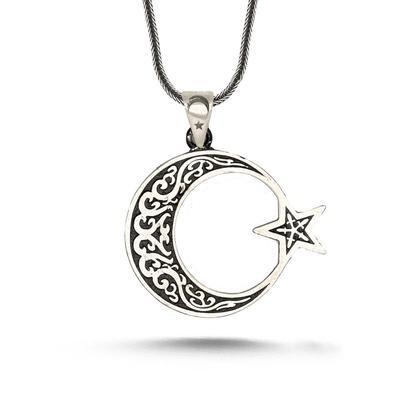 925 Ayar Gümüş Ay Yıldız Kolye