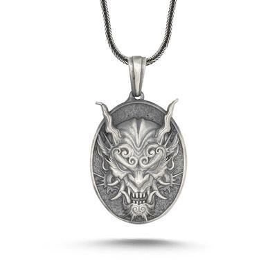 925 Ayar Gümüş Oni Maske Kolye