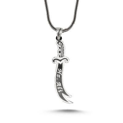 925 Ayar Hz. Ali Yazılı Zülfikar Kılıcı Kolye