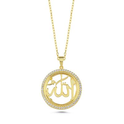 Allah Yazılı Altın Kaplama Gümüş Kolye  KLY30