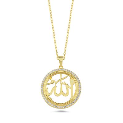 Allah Yazılı Altın Kaplama Gümüş Kolye  KLY30