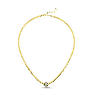 Balık Sırtı Altın Kaplama Gümüş Kolye KLY29