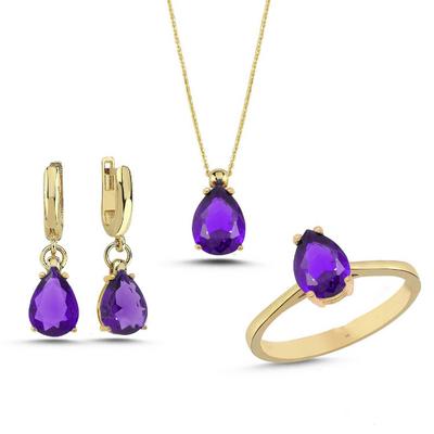 Ametist Taşlı Gümüş Takım TKM05 