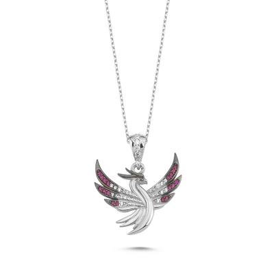 Anka Kuşu Beyaz Altın Kaplama Gümüş Kolye A9