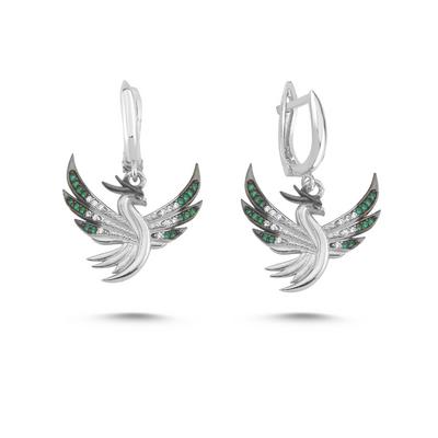 Anka Kuşu Beyaz Altın Kaplama Küpe ANK2