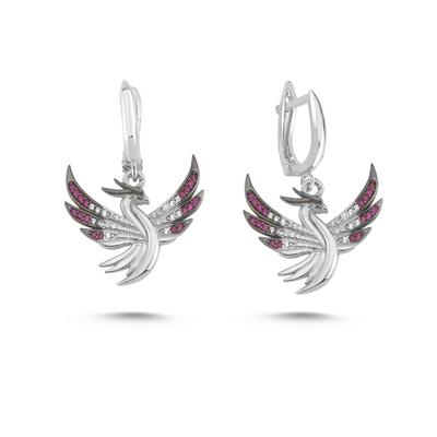 Anka Kuşu Beyaz Altın Kaplama Küpe ANKC4