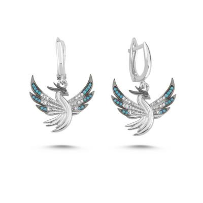 Anka Kuşu Beyaz Altın Kaplama Küpe ANKC6