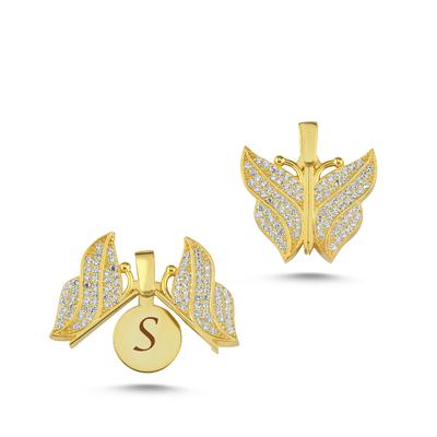 Beyaz Taşlı Açılır Kapanır Altın Kaplama Kolye Ucu