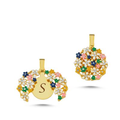 Çiçek Bahçesi Açılır Kapanır Altın Kaplama Kolye Ucu