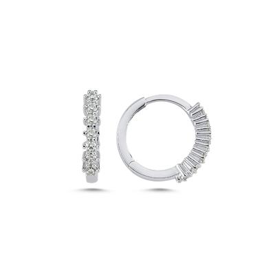 Taşlı Halka Gümüş Küpe KP07