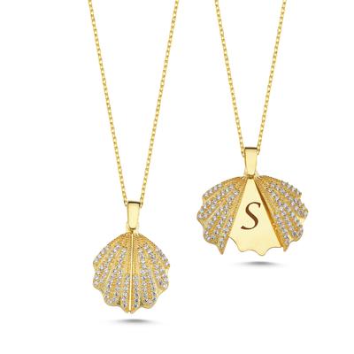 İstiridye Açılır Kapanır Altın Kaplama Kolye AK8