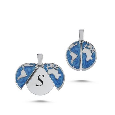 Dünya Beyaz Altın Kaplama Gümüş Kolye Ucu PK12