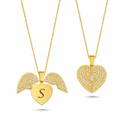 Kalp Altın Kaplamalı Gümüş Kolye AB12