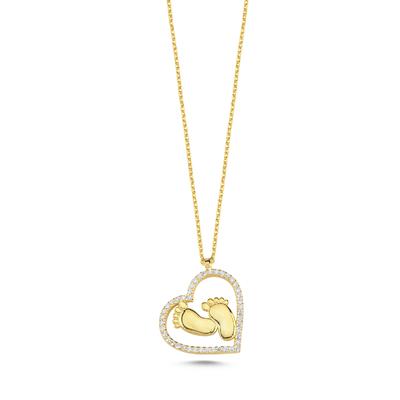 Kalpli Bebek Ayakları Altın Kaplama Kolye KLY11