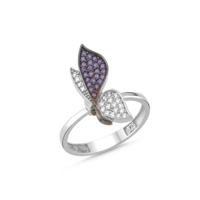 Kelebek Beyaz Altın Kaplama Yüzük PM16