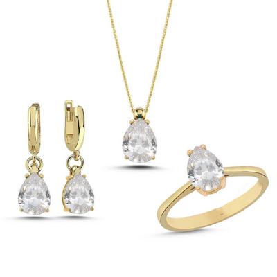 Kuvars Damla Taşlı Gümüş Takım  TKM07