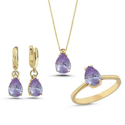 Lila Ametist Taşlı Gümüş Takım TKM08