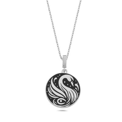  Kuğu Rodyum Kaplama Gümüş Kolye RZ20