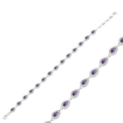 Mor Taşlı Gümüş Bileklik BLK33