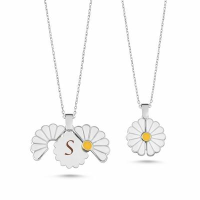 Papatya Beyaz Altın Kaplamalı Gümüş Kolye AB7