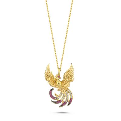 Pembe  Anka Kuşu Altın Kaplama Kolye  ANK24