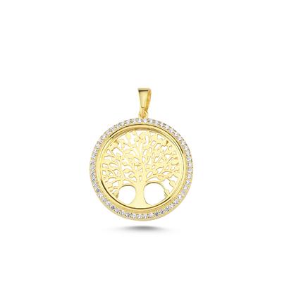 Taşlı Ağaç Altın Kaplama Kolye Ucu KLU4