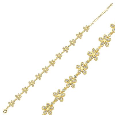 Taşlı Papatya Altın Kaplama Bileklik BLK14