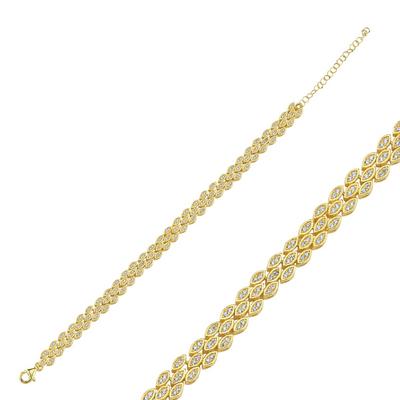 Taşlı Zincir Altın Kaplama Bileklik BLK13