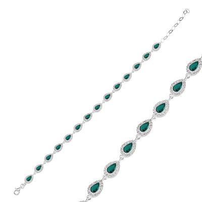 Yeşil Taşlı Gümüş Bileklik BLK30