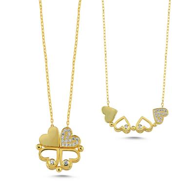 Yonca Altın Kaplama Gümüş Kolye YNC24