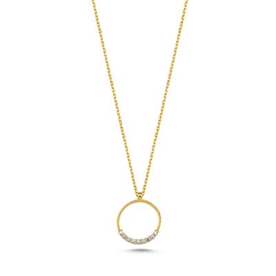 Yuvarlak Taşlı Altın Kaplama Kolye KLY19